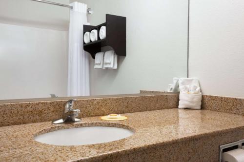 孔洛孔洛戴斯酒店的浴室的柜台设有水槽和镜子