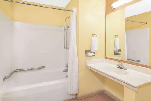 卡拉马祖卡拉马祖戴斯酒店及套房的一间带水槽和淋浴的浴室