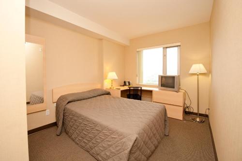 坎卢普斯公寓及会议中心酒店 - 坎卢普斯的一间卧室配有一张床、一张书桌和一台电视