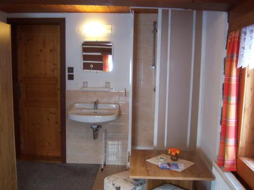 派克波特斯耐兹库斯卡里克斯膳食公寓酒店的一间带水槽、镜子和门的浴室