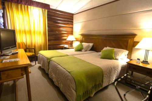 安库德帕纳安科酒店的酒店客房,配有床和电视