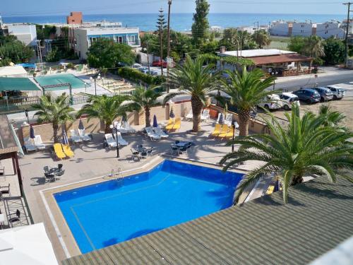 阿德里安诺斯坎波斯帕拉迪奥酒店的享有棕榈树游泳池的顶部景致