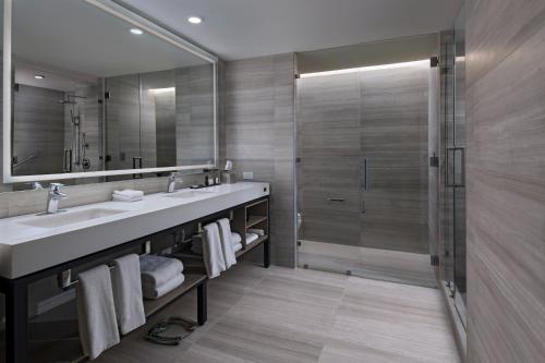 危地马拉危地马拉城凯悦中心酒店的一间带水槽和淋浴的浴室