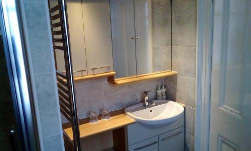 塔尔加斯Tower Hotel的一间带水槽和镜子的浴室