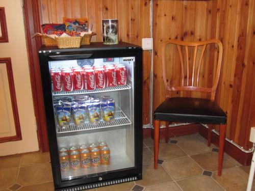 Lima索纳斯戈登住宿加早餐旅馆的客房内的冰箱配有汽水瓶和椅子
