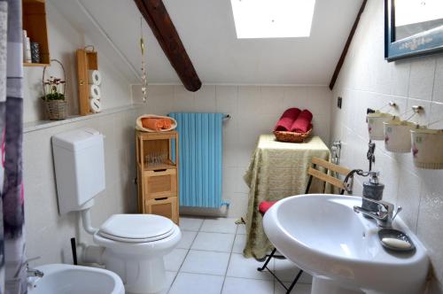 阿尔巴Il Nottetempo的一间带卫生间和水槽的小浴室