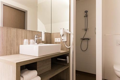 武尔登沃尔登贝斯特韦斯特酒店的一间带水槽和淋浴的浴室