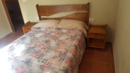 蓬塔戈尔达Casa roko的一间卧室配有一张带木制床头板的床