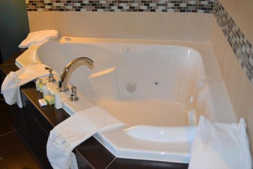 萨克维尔红河套房酒店的带浴缸和盥洗盆的浴室