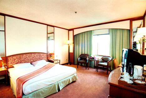 合艾合艾丽景湾酒店的配有一张床和一张书桌的酒店客房