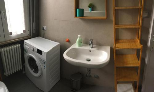 佩斯基耶拉德加达Appartamenti Francesco的一间带水槽和洗衣机的浴室