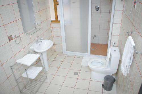 亚的斯亚贝巴Union Hotel Apartments的一间带卫生间和水槽的浴室