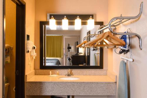 Harmarville匹兹堡哈马维尔戴斯酒店的一间带水槽和镜子的浴室