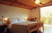 加沃伊塔罗洛酒店的一间卧室设有一张带木制天花板的大床