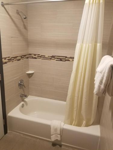 彭萨科拉西方酒店 - 彭萨科拉的带浴缸和淋浴帘的浴室