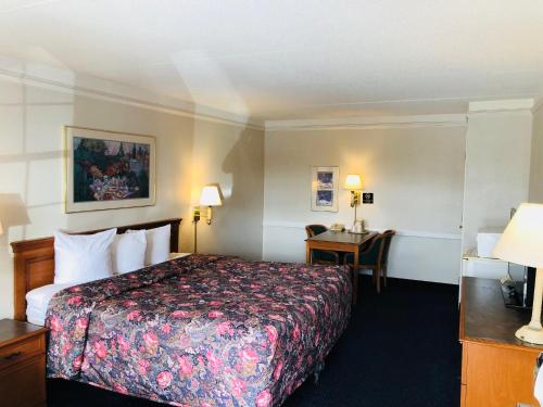 诺克罗斯Horizon Inn Norcross的配有一张床和一张书桌的酒店客房