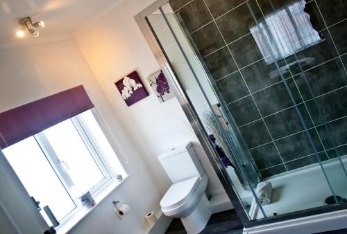 斯凯格内斯萨克斯比酒店的一间带卫生间和淋浴的浴室
