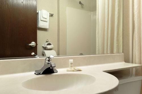 布卢明顿Microtel Inn & Suites by Wyndham Bloomington MSP Airport的一间带水槽和镜子的浴室