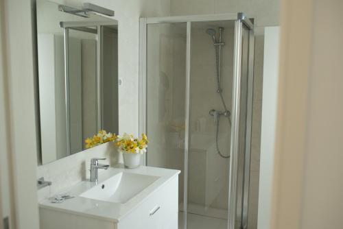 蒙考Casinhas Da Vila的一间带水槽和淋浴的浴室