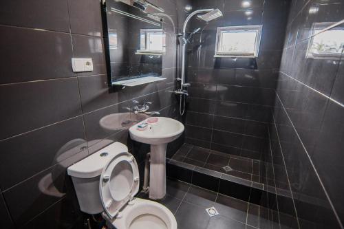泰拉维Dima's Guesthouse的一间带卫生间和水槽的小浴室