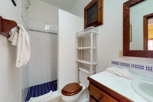 伯利兹城Caribe Island Studio #2的一间带卫生间、水槽和镜子的浴室