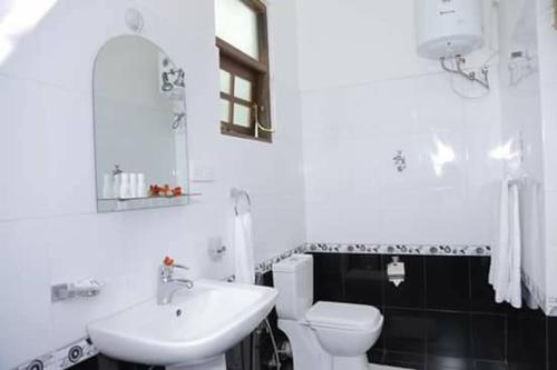 努沃勒埃利耶湖景私人酒店的白色的浴室设有水槽和卫生间。