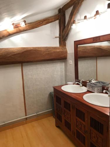 Concourson-sur-LayonMaison de charme的浴室设有2个水槽和镜子