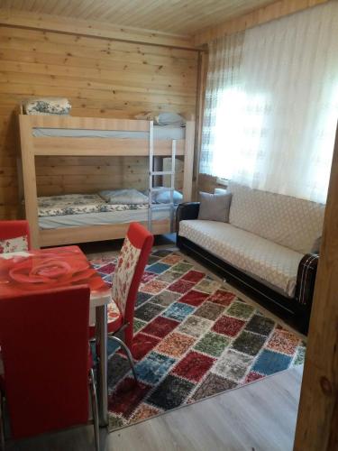 乌宗Katipogulları Apart的带沙发、床和桌子的客厅