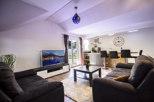 巴什卡沃达Apartments Dvor - ap1, ap2, ap3的客厅配有2张沙发和1台平面电视