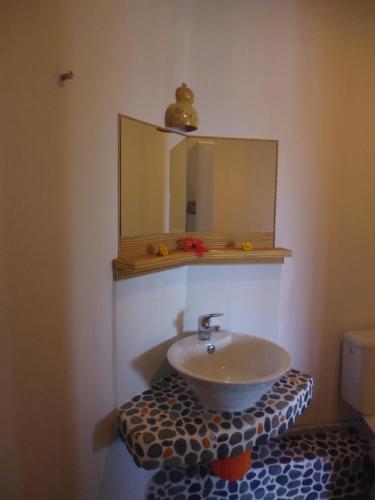 波多诺伏Casa De France的一间带水槽和镜子的浴室