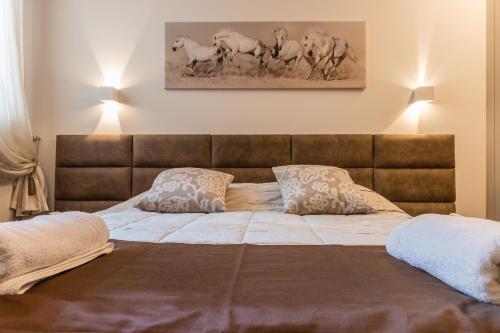 特雷维索La Loggia Al Duomo - Treviso的一间卧室配有一张大床和两个枕头