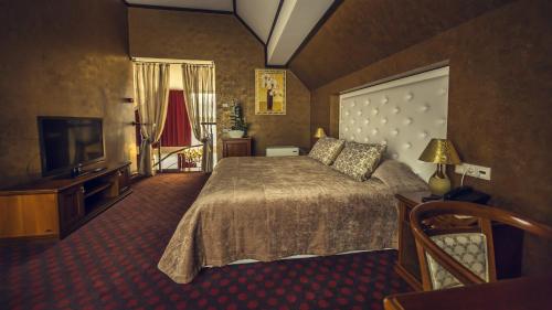 基辅格罗西福公园酒店的酒店客房,配有床和电视
