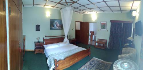 拉各斯曼努埃拉住宿酒店的一间卧室配有一张带天蓬的大床