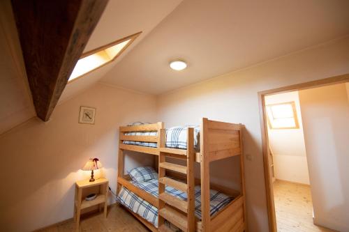 科尔特马尔克Averulle vakantiewoning的带两张双层床和一盏灯的双层床间