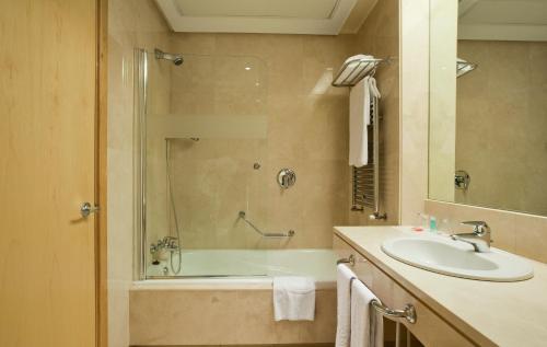 马德里伊鲁尼阿尔卡拉北部酒店的一间带水槽和淋浴的浴室