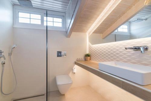 阿凯松艾德维斯酒店的一间带水槽和淋浴的浴室