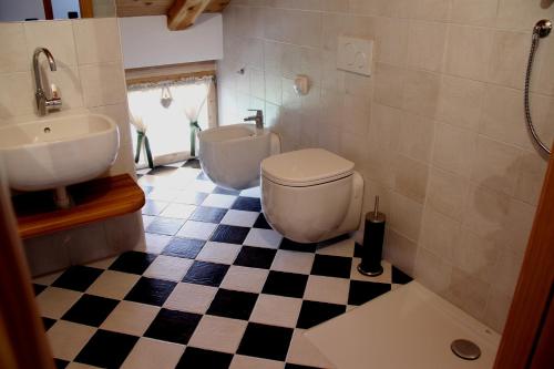 佩伊奥Nestalp Malga Campo的一间带卫生间和水槽的浴室