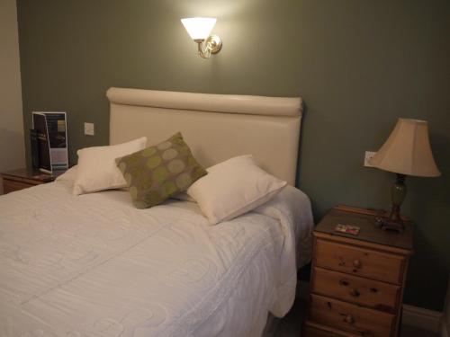 Barnby Dun洛奇旅馆的一张带两个枕头的床和床头灯