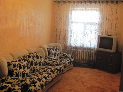 尼古拉耶夫Letto UTZ的带沙发、电视和窗户的客厅
