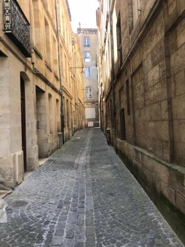 波尔多Le triangle d or的建筑物之间的小巷里一条空的街道