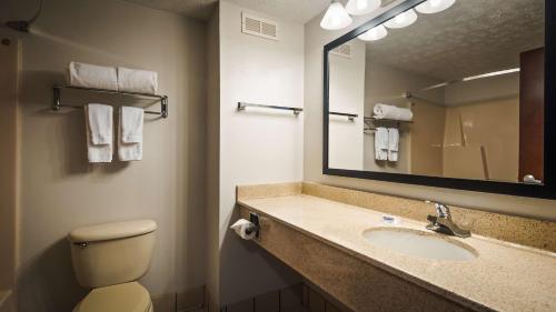 莱德森木兰贝斯特韦斯特酒店的一间带水槽、镜子和卫生间的浴室