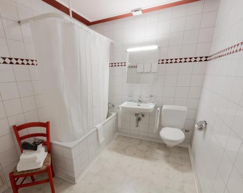 Roggwil加斯霍夫足尔特劳伯旅馆的白色的浴室设有卫生间和水槽。