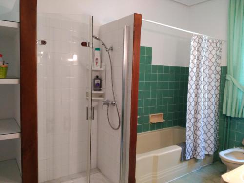 贡多马尔A casa de Carmiña的带淋浴和卫生间的浴室