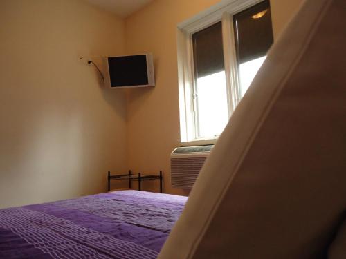 多伦多雷克斯爵士&蓝调酒吧酒店的一间卧室设有一张床和一个窗口