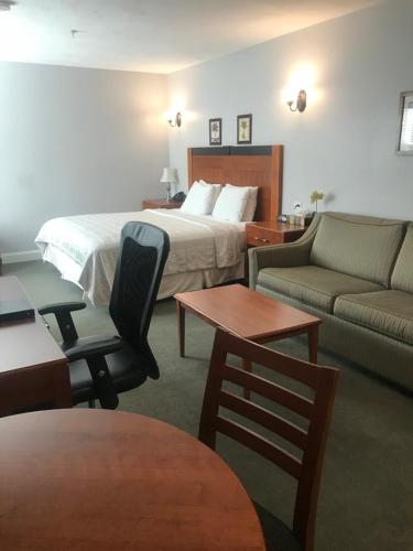 沃尔瑟姆新月套房酒店的酒店客房,配有床和沙发