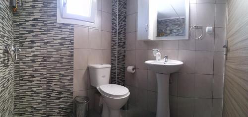 克拉默特Politakis Apartment的一间带卫生间和水槽的小浴室