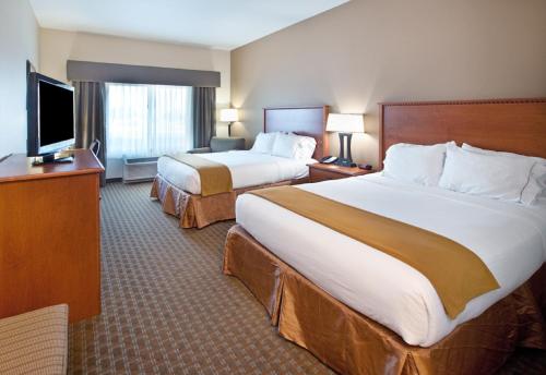 苏福尔斯苏福尔斯西南套房及智选假日酒店的酒店客房设有两张床和一台平面电视。