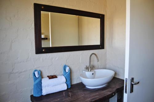 温特和克River Crossing Lodge的一间带水槽和镜子的浴室