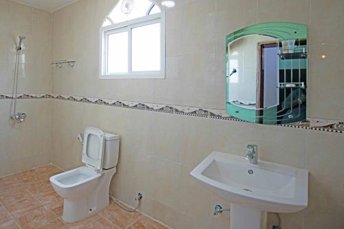 塞拉莱斯塔阿联酋2号带家具的公寓的一间带水槽、卫生间和镜子的浴室