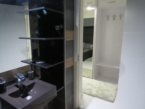 尼什Grey apartment的一间带水槽和镜子的浴室